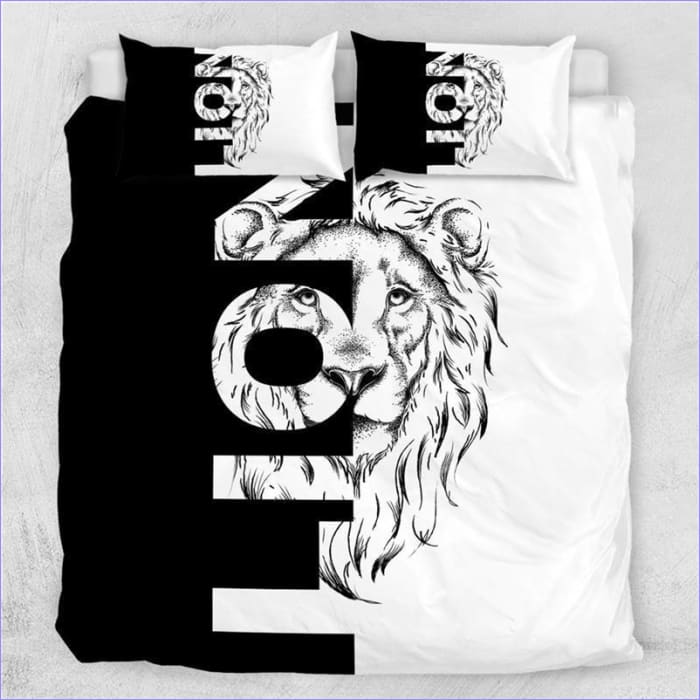 Schwarz-weißer Löwen-Bettbezug