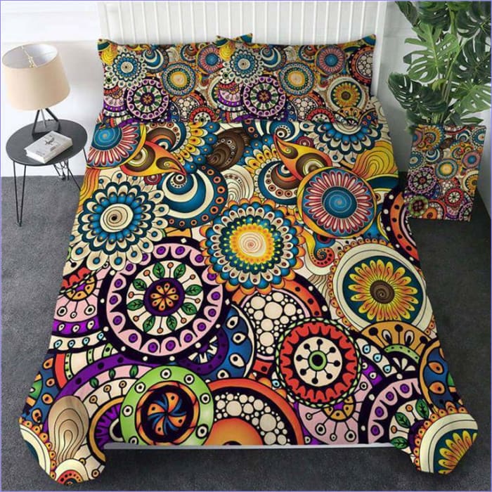 Bettbezug mit floralem Hippie-Mandala-Motiv
