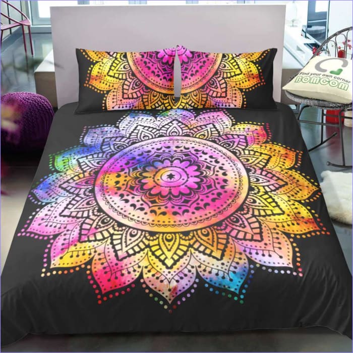 Mehrfarbiger Mandala-Bettbezug