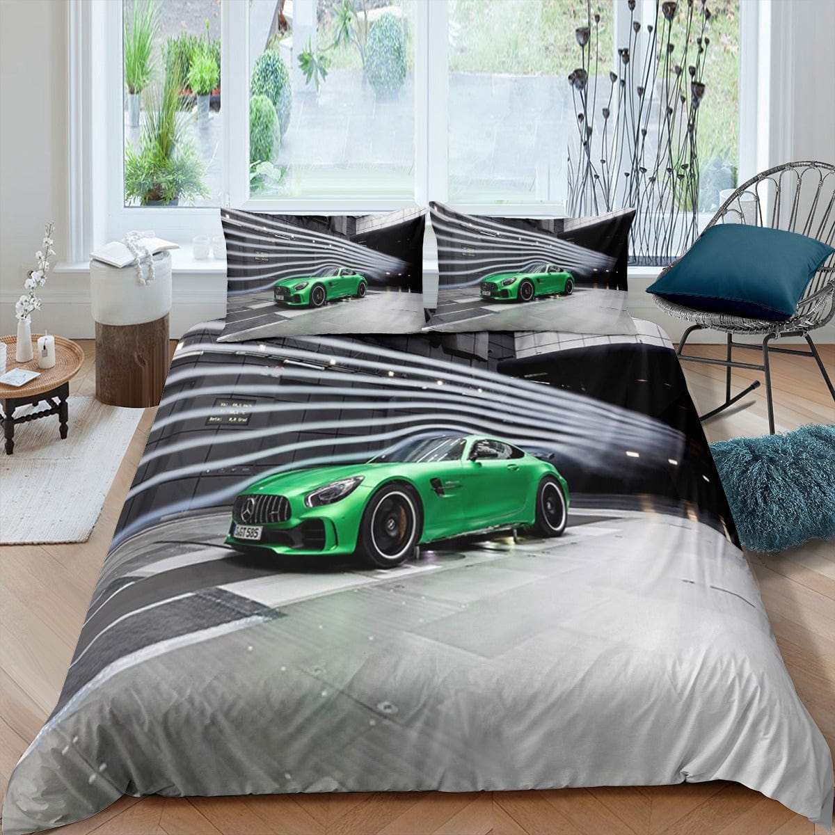 Grüner Mercedes-Bettbezug