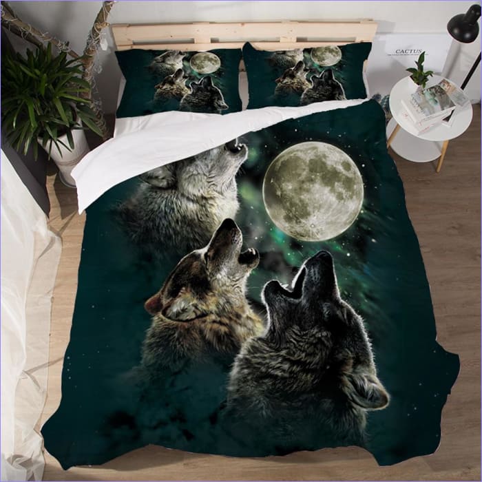 Heulender Wolfsrudel-Bettbezug