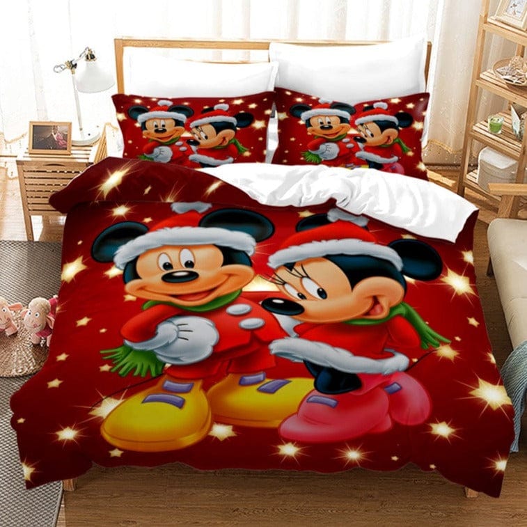 Roter Weihnachts-Mickey-Bettbezug