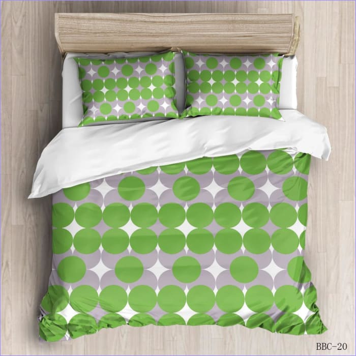 Moderner Bettbezug mit grünen Kreisen