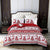 Rot-weißer Rentier-Chalet-Weihnachtsbaum-Bettbezug
