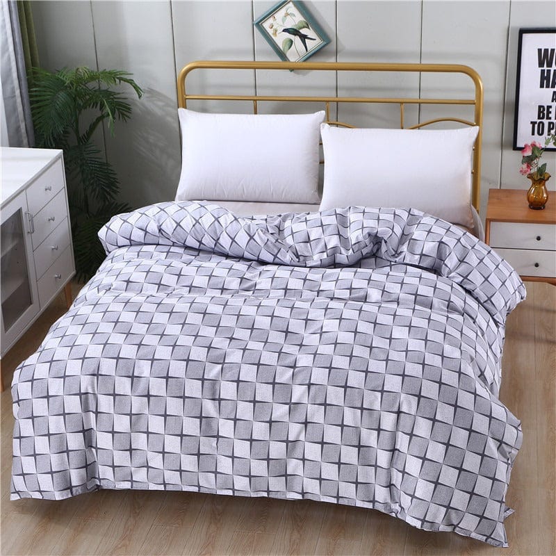 Grau-weißer Bettbezug mit grafischem Muster