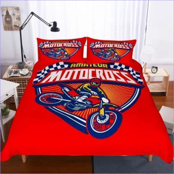 Roter Motocross-Bettbezug