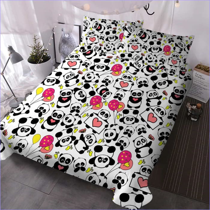 Panda-Herzen-Bettbezug