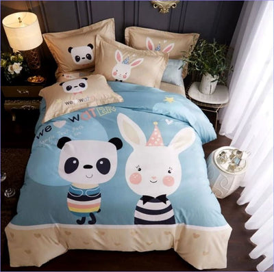 Bettbezug mit Panda und Kaninchenmotiv