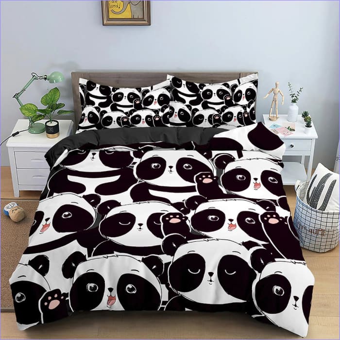 Schwarz-weißer Panda-Bettbezug