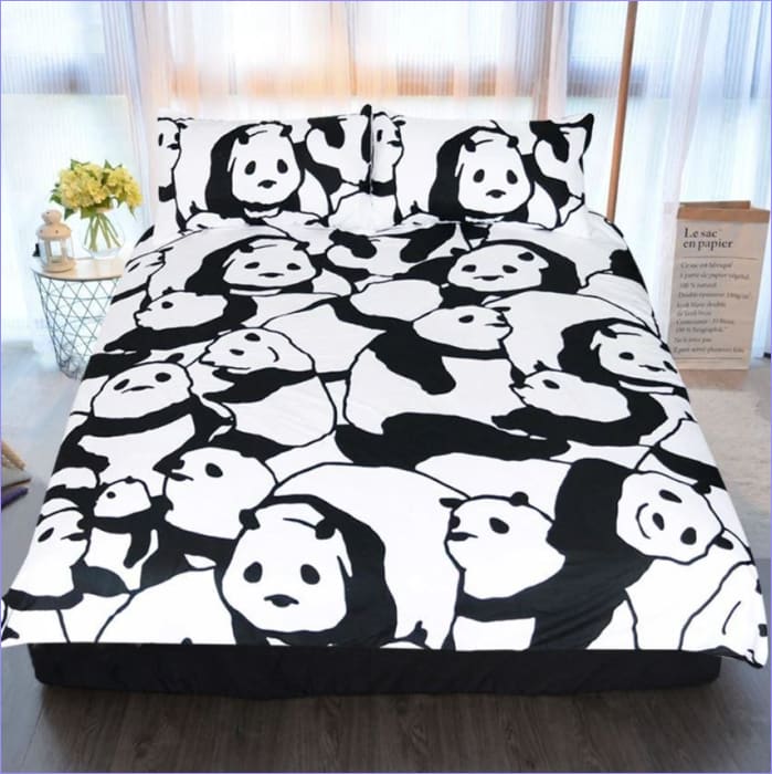Schwarz-weißer Panda-Bettbezug