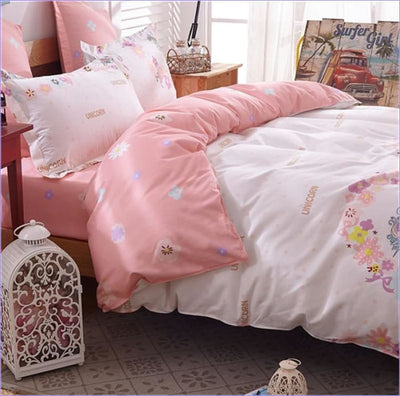 Kleiner rosa Einhorn-Bettbezug