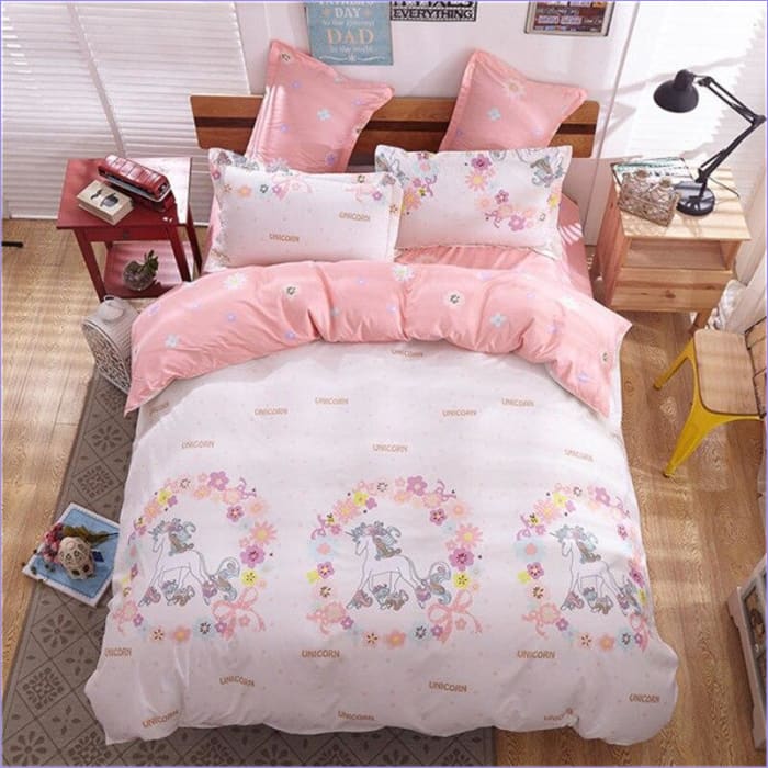 Kleiner rosa Einhorn-Bettbezug
