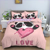 Rosa Panda Love Bettbezug
