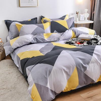 Gelber und grauer skandinavischer Bettbezug