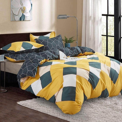 Grüner und gelber skandinavischer Bettbezug
