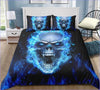 Bettbezug Totenkopf Ghost Rider Blau