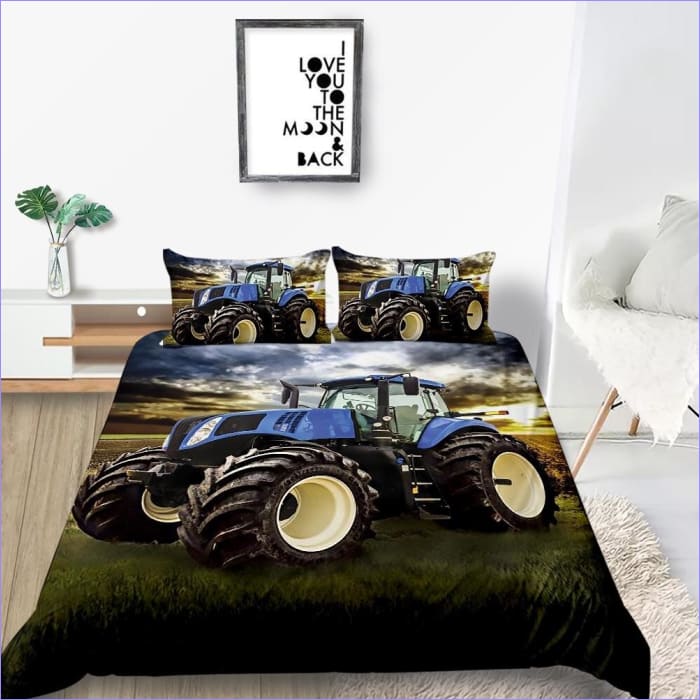 Blauer Traktor-Bettbezug