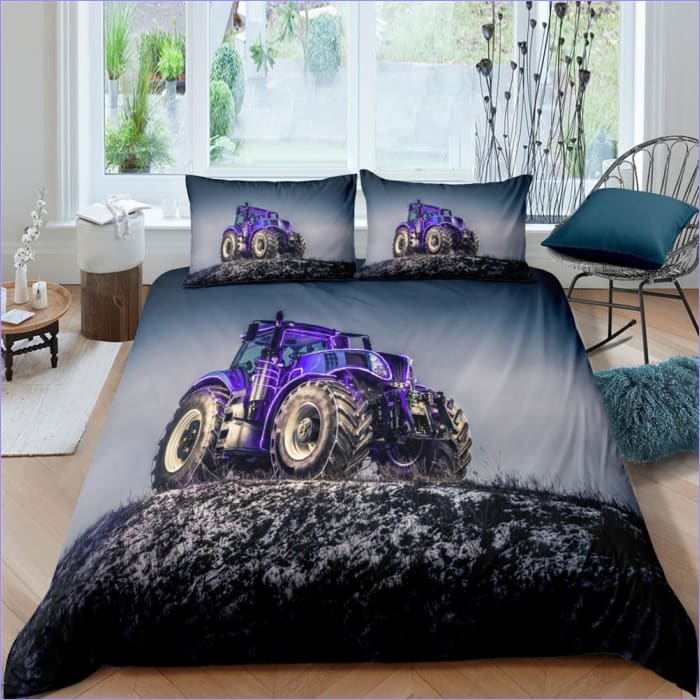 Lila Traktor-Bettbezug