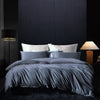 Einfarbiger Bettbezug aus 100 % Baumwolle, Blau/Grau
