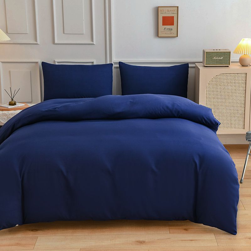 Einfarbiger Bettbezug aus Polycotton, Mitternachtsblau