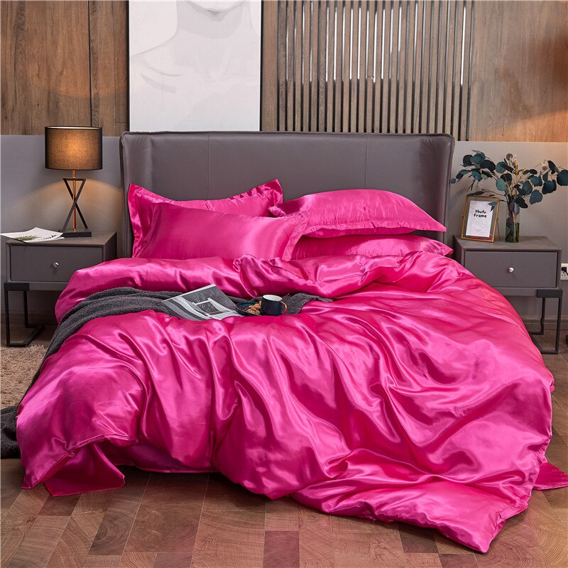Einfarbiger Bettbezug aus Polycotton in Fuchsia