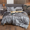 Einfarbiger Bettbezug aus grauem und goldenem Polycotton