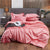 Glänzender, rosafarbener, einfarbiger Bettbezug aus Polycotton