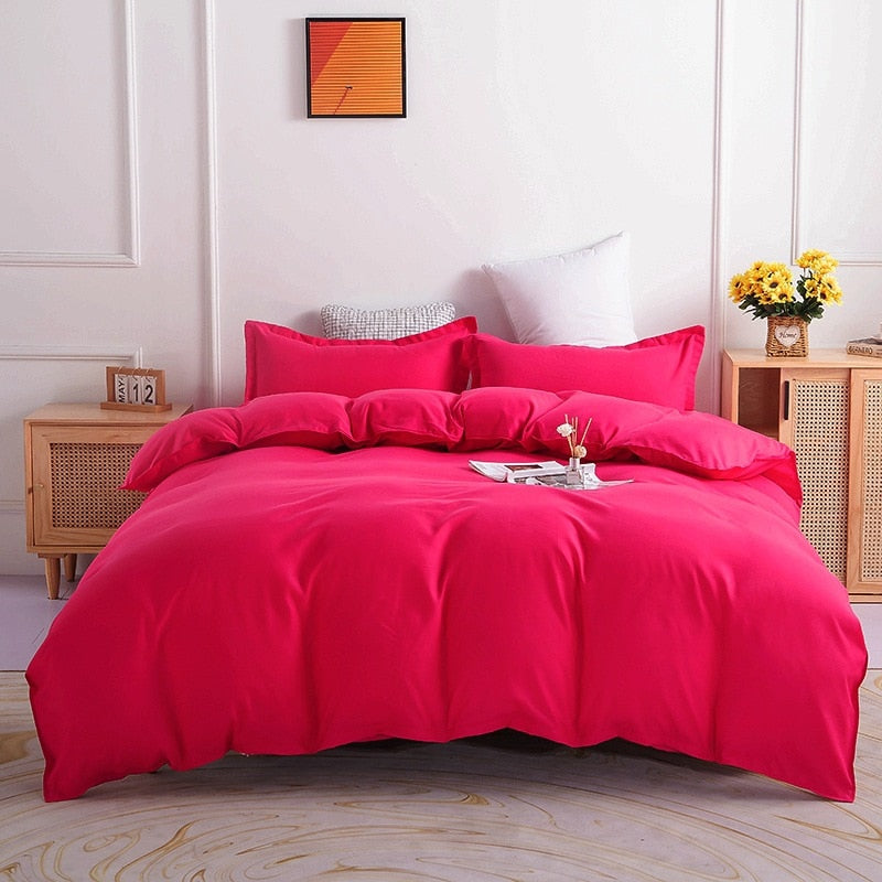 Einfarbiger Bettbezug aus Polycotton in Dunkelrosa