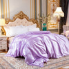 Einfarbiger Bettbezug aus hellviolettem Eisseidensatin