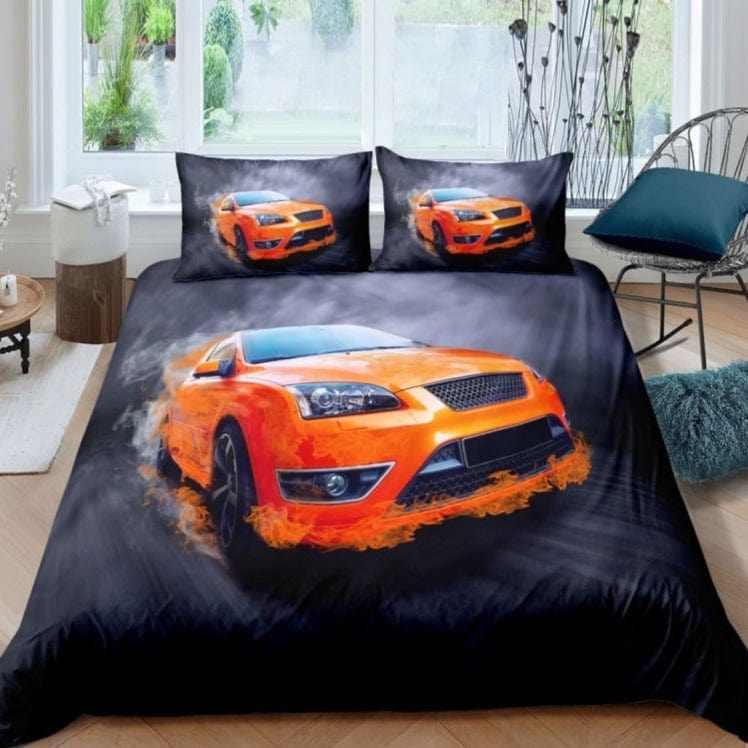 Orangefarbener Auto-Bettbezug