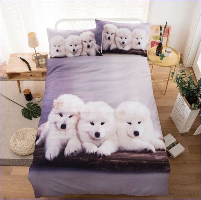Bettbezug „Kleine weiße Hunde“.