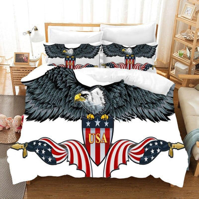 Vintage-Bettgarnitur mit amerikanischer Flagge